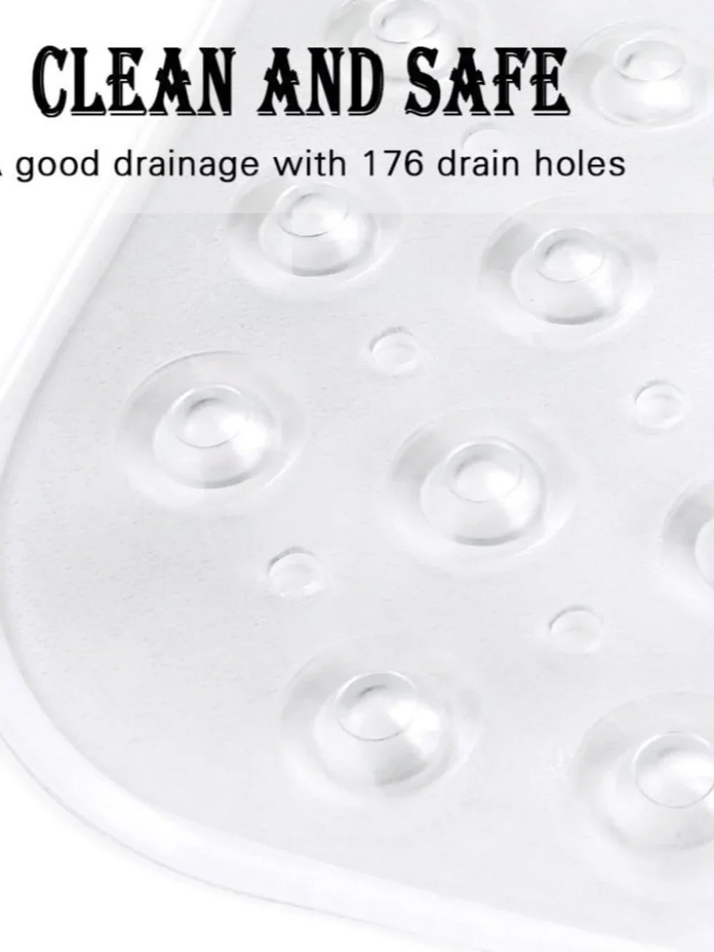 Clear Anti-Slip Bathroom Safety Mat 40x16 with 200 Suction Cups for Reliability